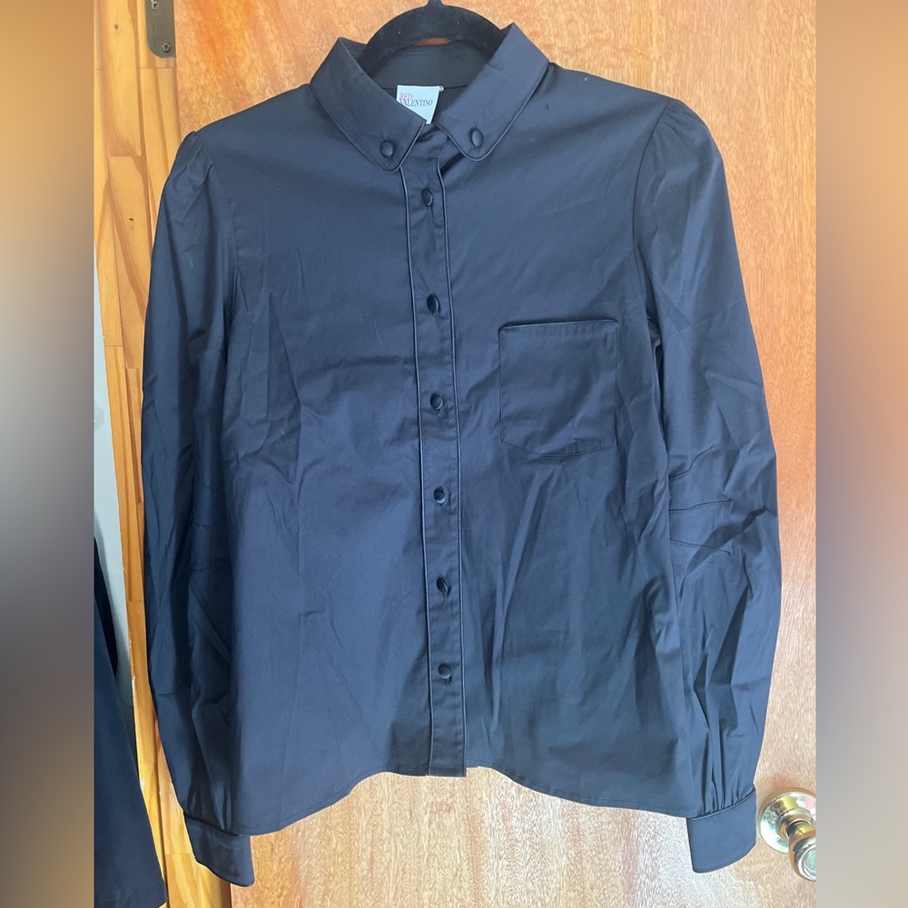 RED Valentino Black Button Down Shirt Sz S